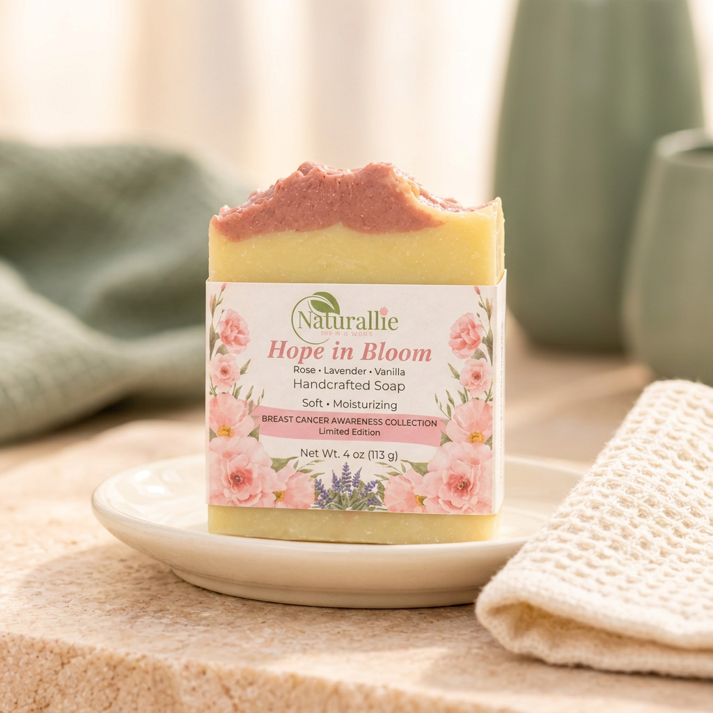 Hope in Bloom Rose Clay Soap | Floral Scented Handmade Soap | Naturallie Bath & Body