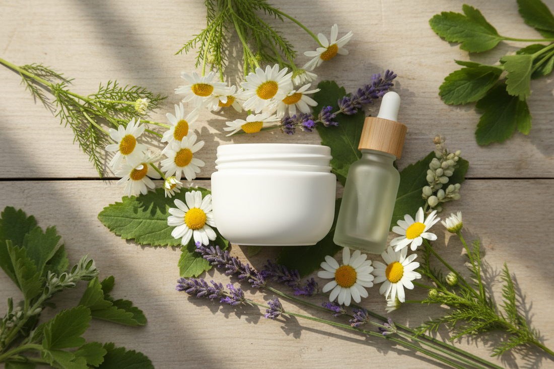 Natural Skincare Garden Flat Lay