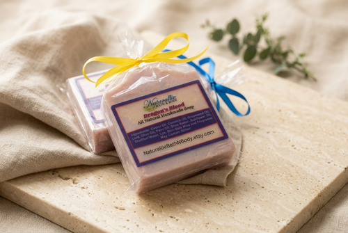 Naturallie soap styled on ivory stone and linen